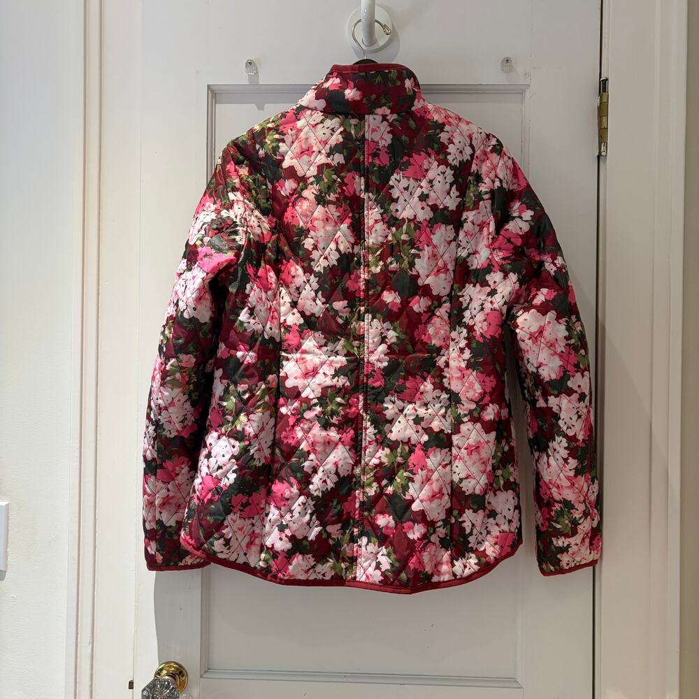 Lands' End Floral Quilted Jacket Primaloft Size Medium Packable Pouch - Picture 3 of 9